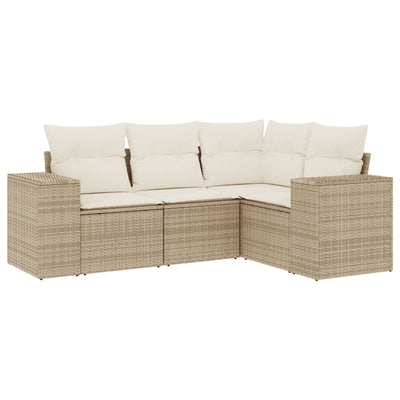 sofasæt til haven 4 dele med hynder polyrattan beige