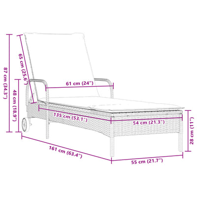 liggestole 2 stk. med hynder polyrattan brun