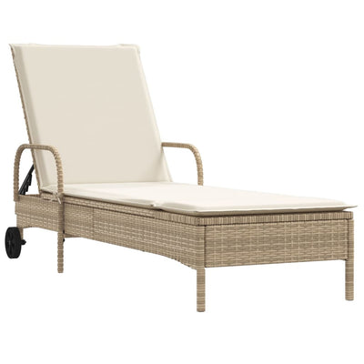 liggestole 2 stk. med hynder polyrattan beige