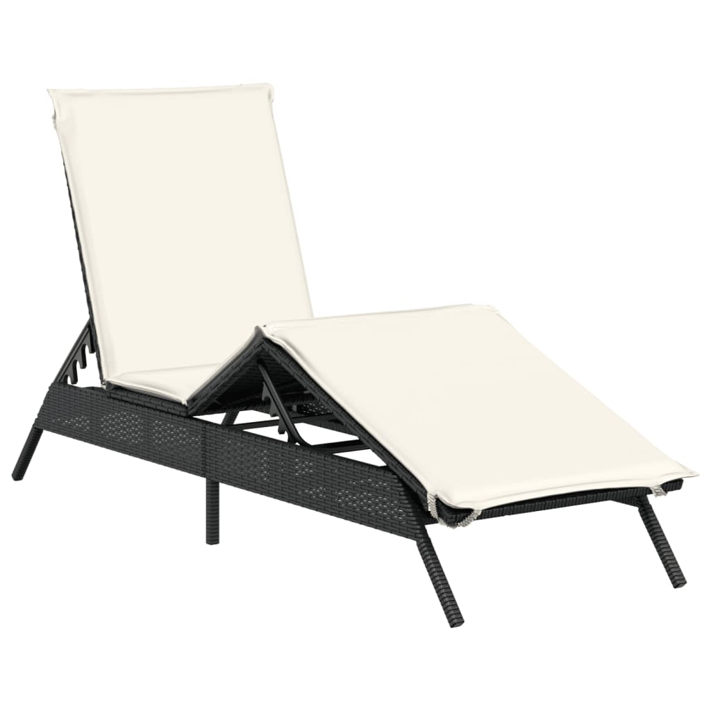 liggestole 2 stk. med hynder polyrattan sort