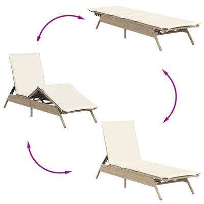 liggestole 2 stk. med hynder polyrattan beige