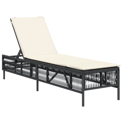 liggestole 2 stk. med hynder polyrattan sort