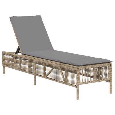 liggestole 2 stk. med hynder polyrattan beige