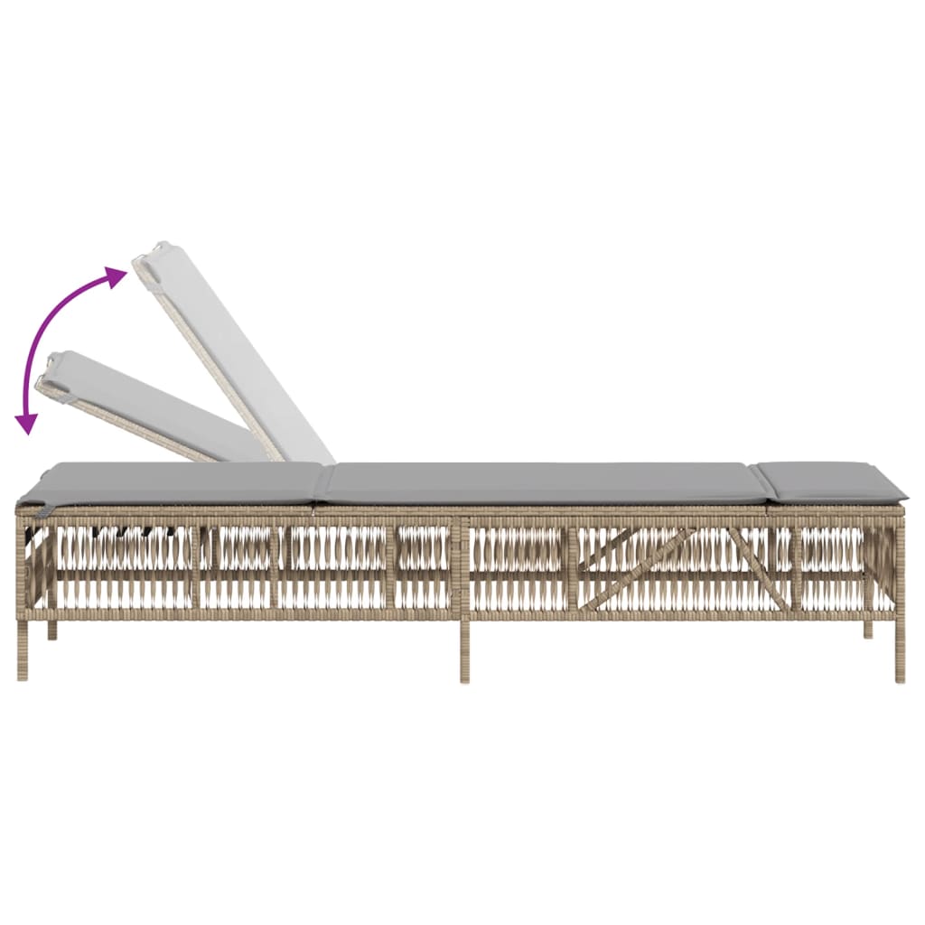 liggestole 2 stk. med hynder polyrattan beige