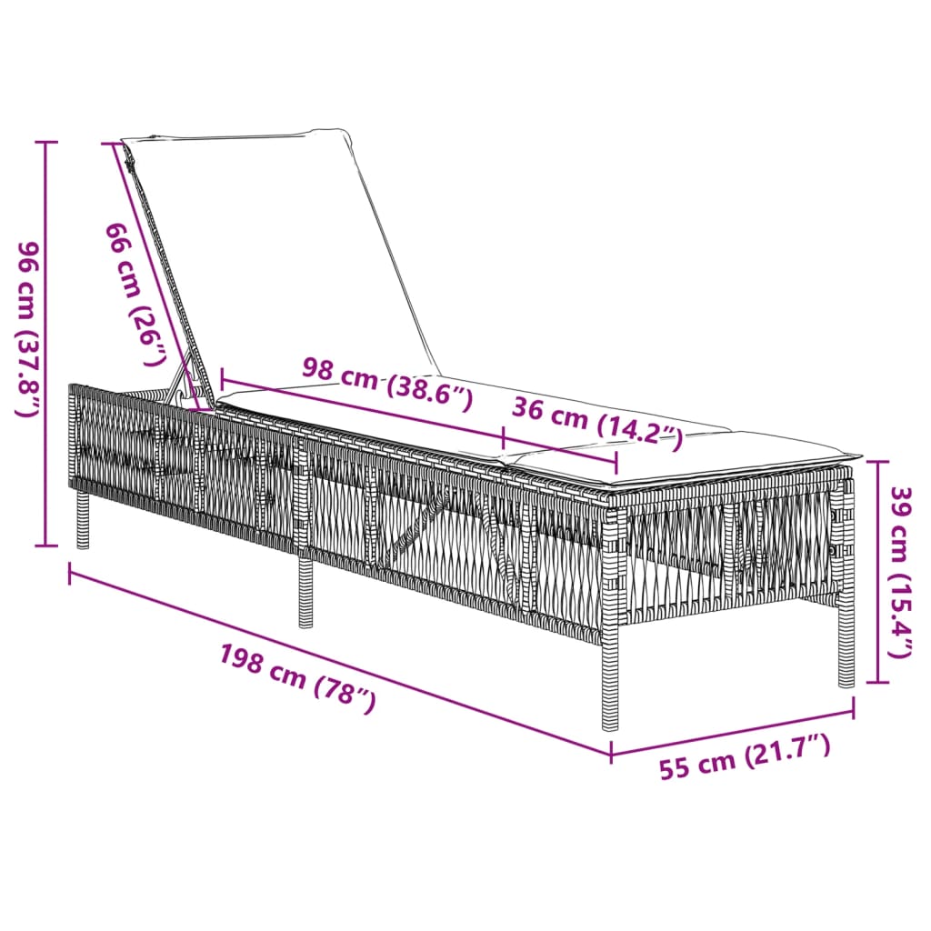 liggestole 2 stk. med hynder polyrattan beige