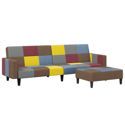 2-personers sovesofa med fodskammel stof patchwork