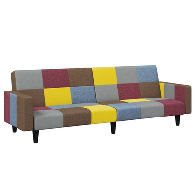 2-personers sovesofa med fodskammel stof patchwork