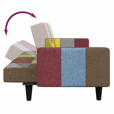 2-personers sovesofa med fodskammel stof patchwork