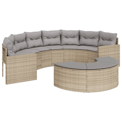 sofasæt til haven 2 dele halvrund polyrattan beige