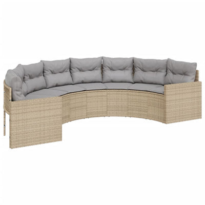 sofasæt til haven 2 dele halvrund polyrattan beige