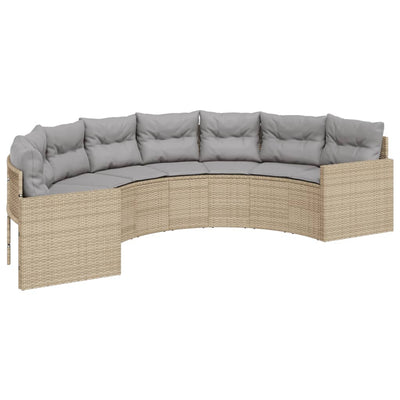 sofasæt til haven 3 dele halvrund polyrattan beige