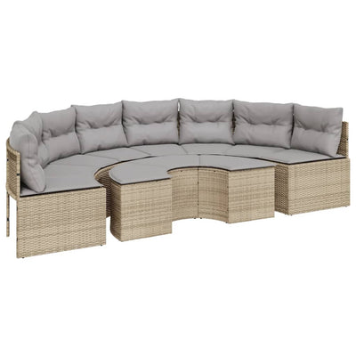 sofasæt til haven 2 dele halvrund polyrattan beige