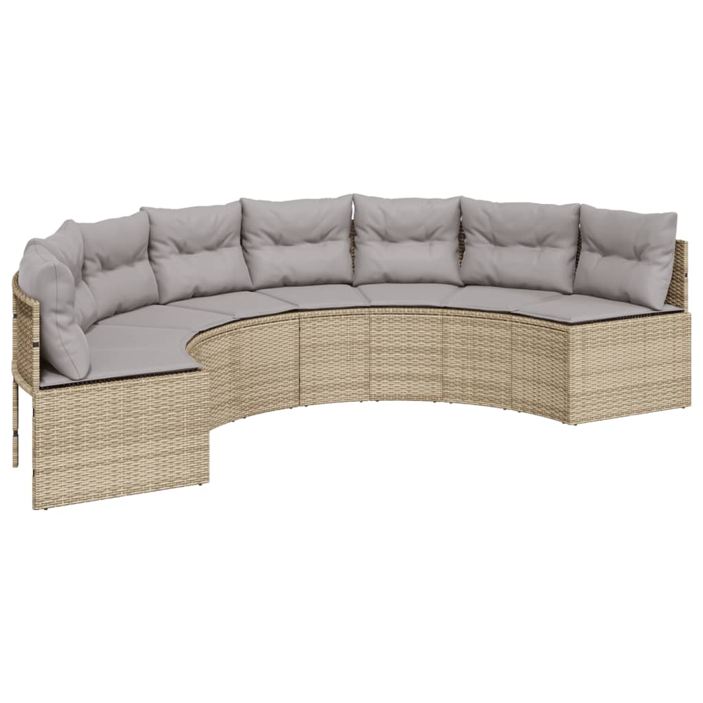 sofasæt til haven 2 dele halvrund polyrattan beige