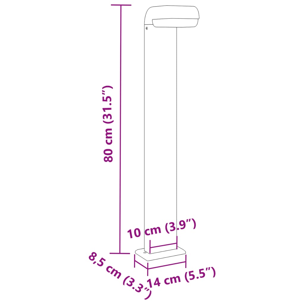 udendørs standerlamper 3 stk. 80 cm trykstøbt aluminium sort