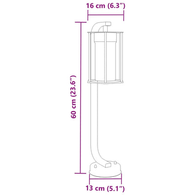 udendørs standerlampe 60 cm rustfrit stål sort