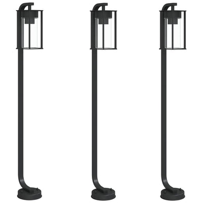 udendørs standerlamper 3 stk. 100 cm rustfrit stål sort