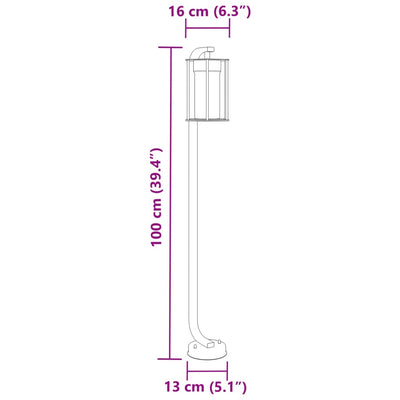 udendørs standerlamper 3 stk. 100 cm rustfrit stål sort