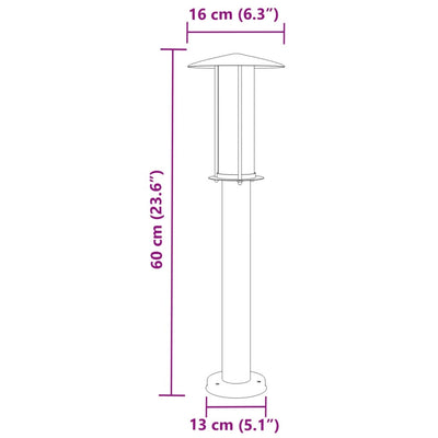 udendørs standerlampe 60 cm rustfrit stål sølvfarvet