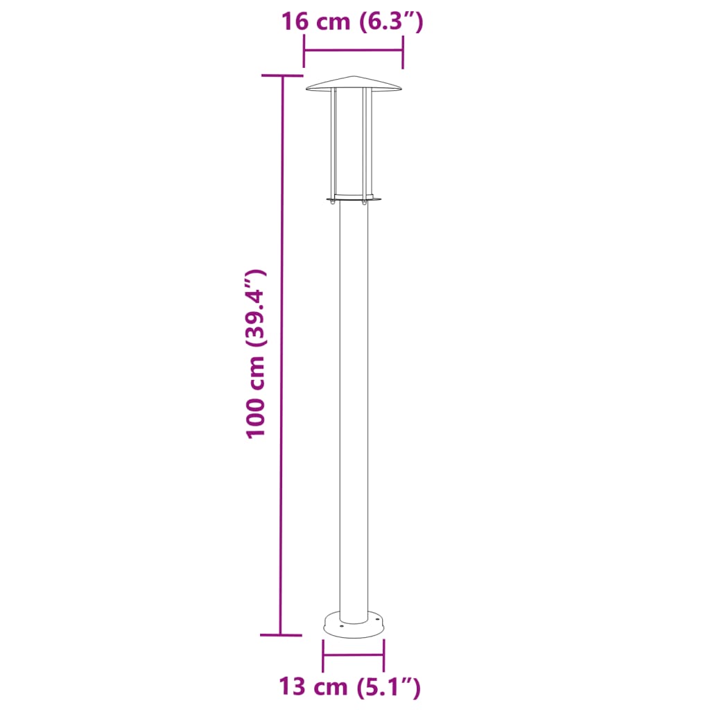 udendørs standerlamper 3 stk. 100 cm rustfrit stål sølvfarvet