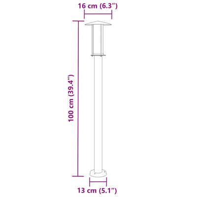 udendørs standerlamper 3 stk. 100 cm rustfrit stål sølvfarvet