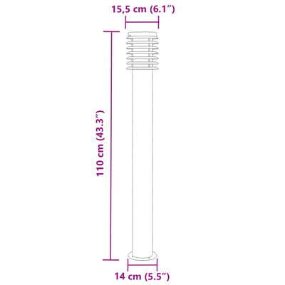 udendørs standerlampe 110 cm rustfrit stål sølvfarvet