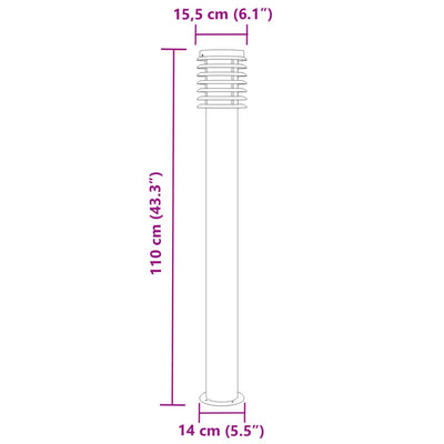 udendørs standerlampe 110 cm rustfrit stål sort