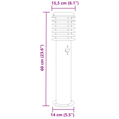 udendørs standerlamper 3 stk. sensor 60 cm rustfrit stål sølv