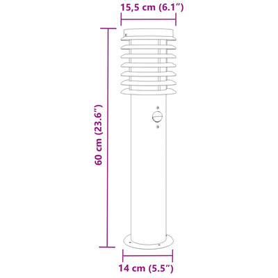 udendørs standerlamper 3 stk. sensor 60 cm rustfrit stål sort