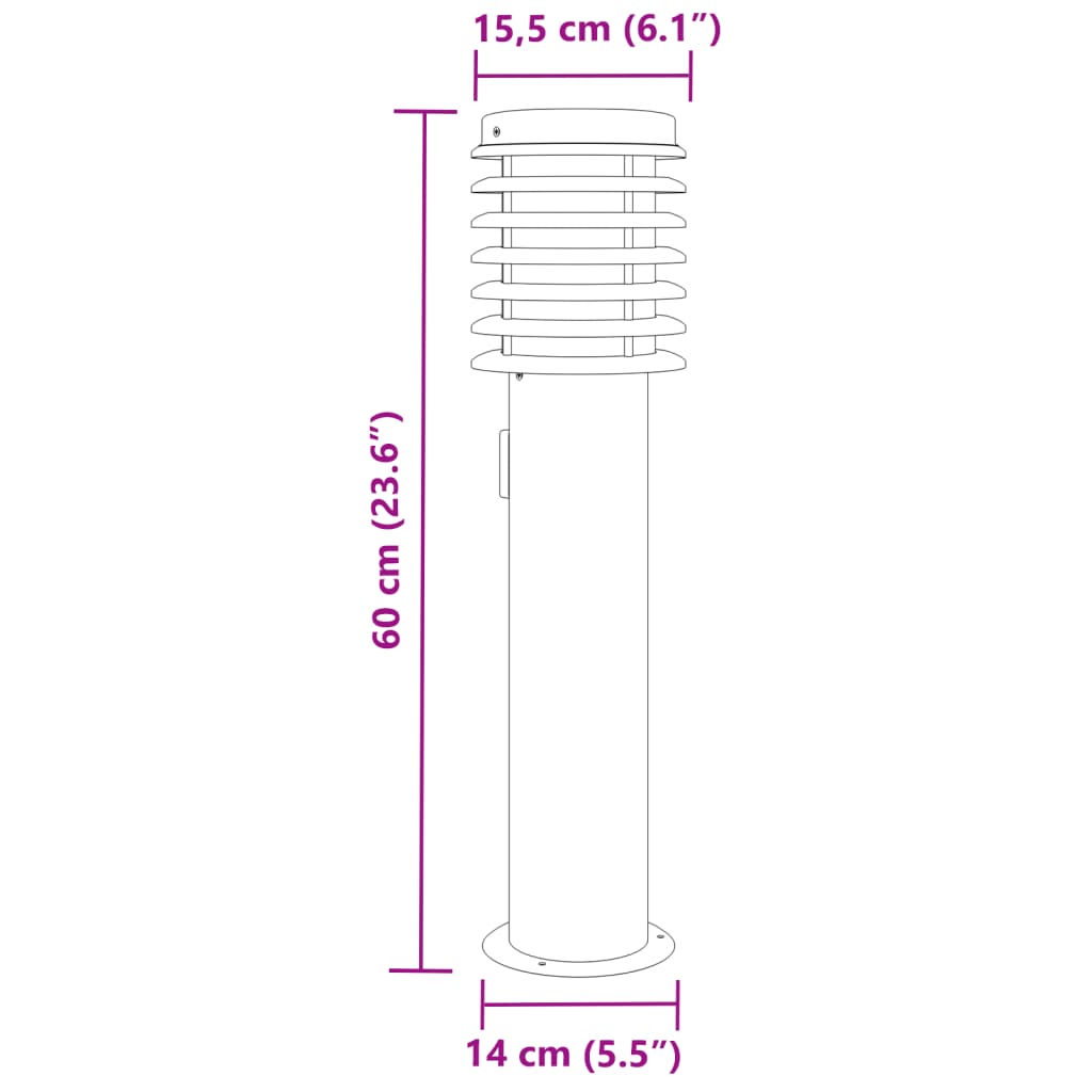 udendørs standerlamper 3stk stikkontakt 60cm rustfrit stål sølv