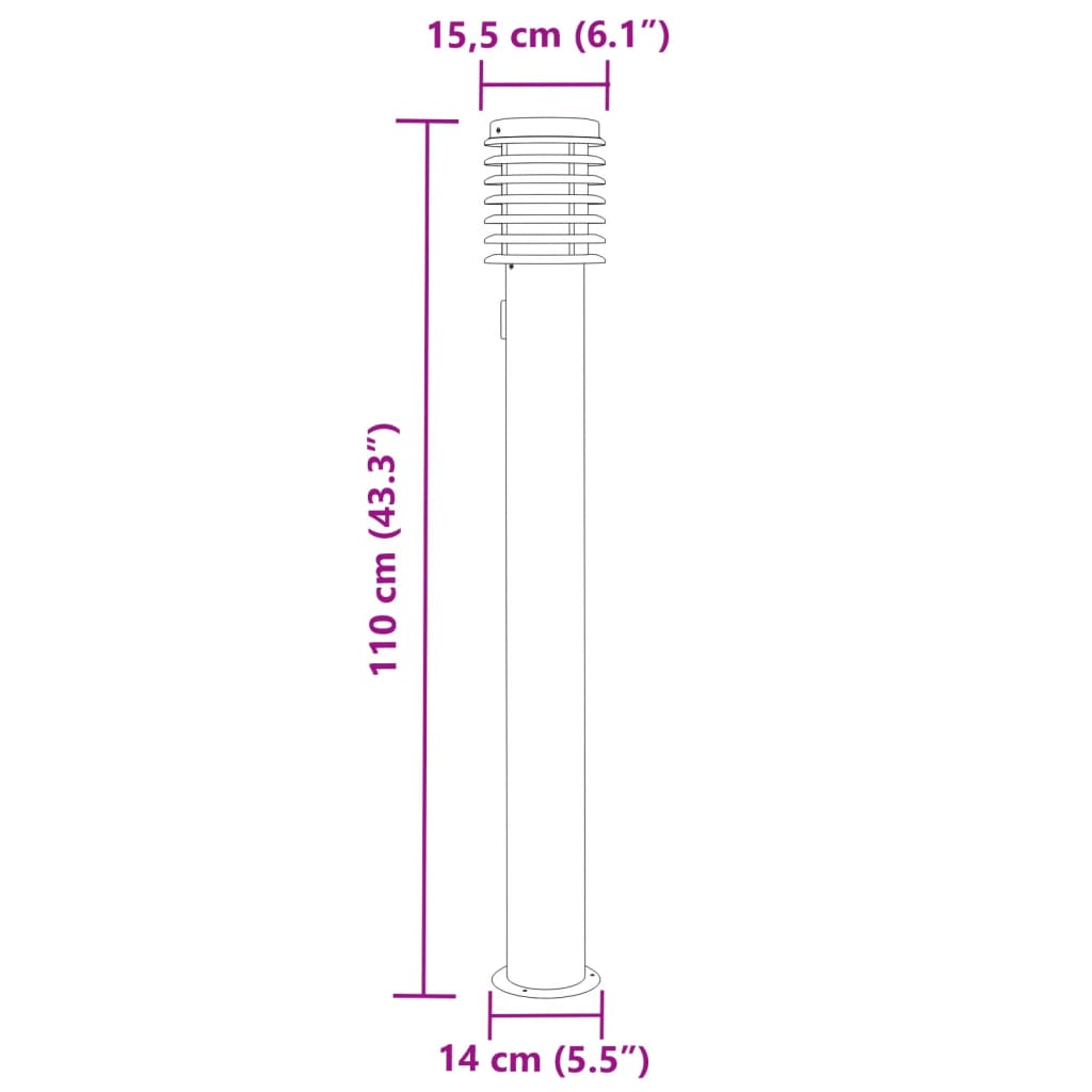 udendørs standerlamper 3 stk. stikkontakt 110 cm rustfrit stål