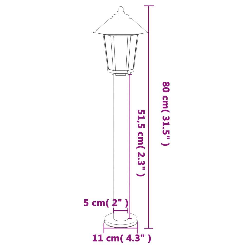 udendørs standerlampe 80 cm rustfrit stål sølvfarvet