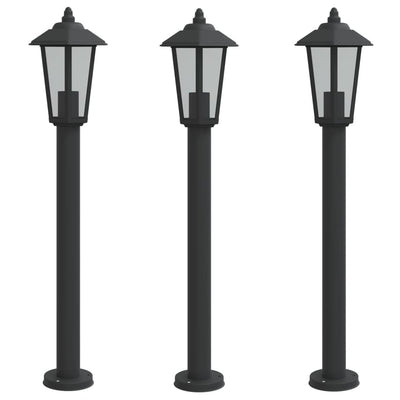 udendørs standerlampe 3 stk. 80 cm rustfrit stål sort