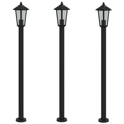 udendørs standerlamper 3 stk. 120 cm rustfrit stål sort