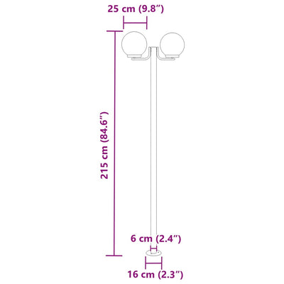 udendørs standerlamper 3 stk. 215 cm rustfrit stål sølvfarvet