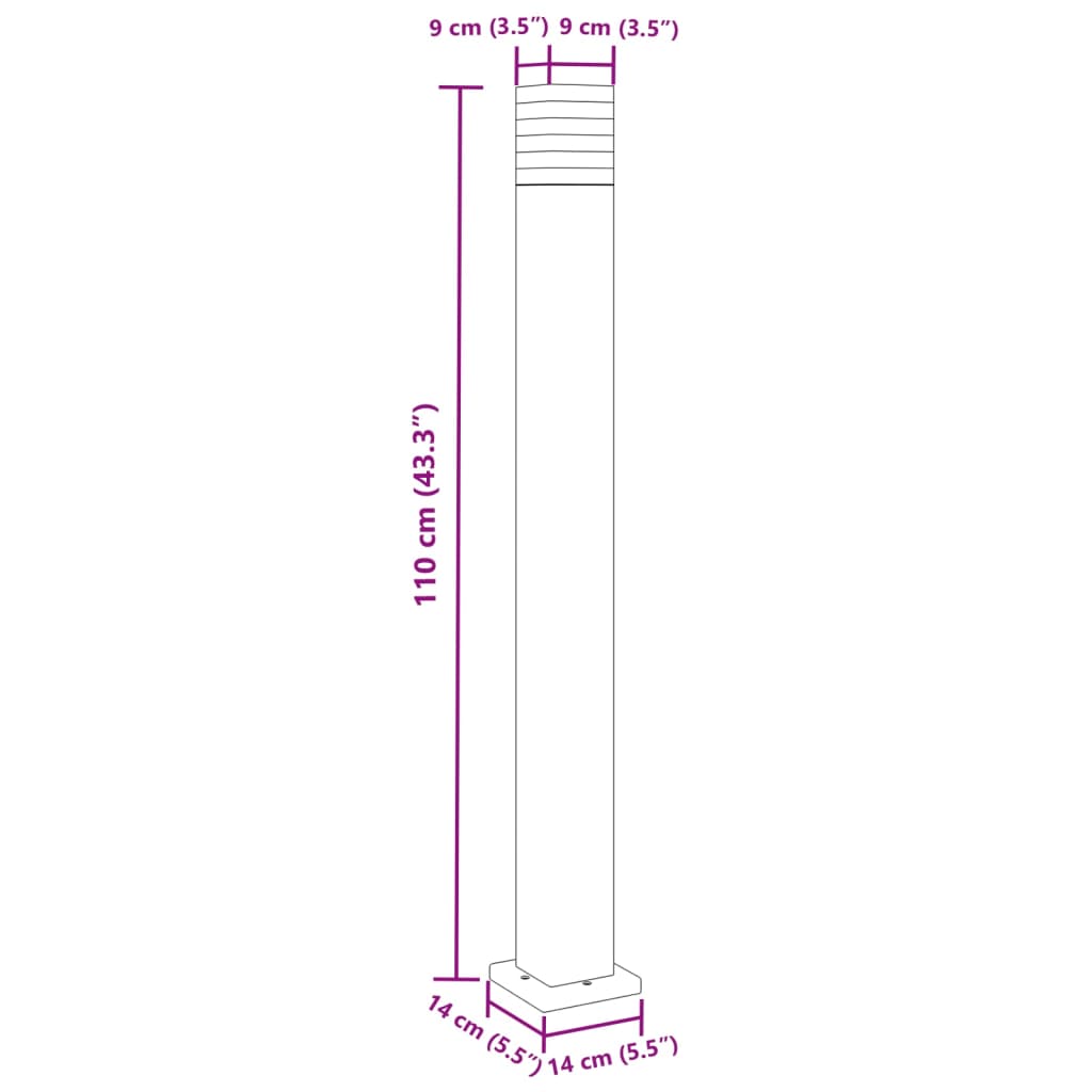 udendørs standerlampe 110 cm aluminium sort