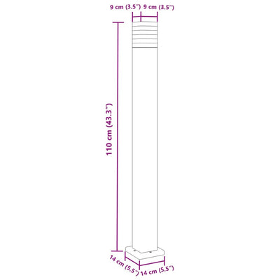 udendørs standerlampe 110 cm aluminium sort