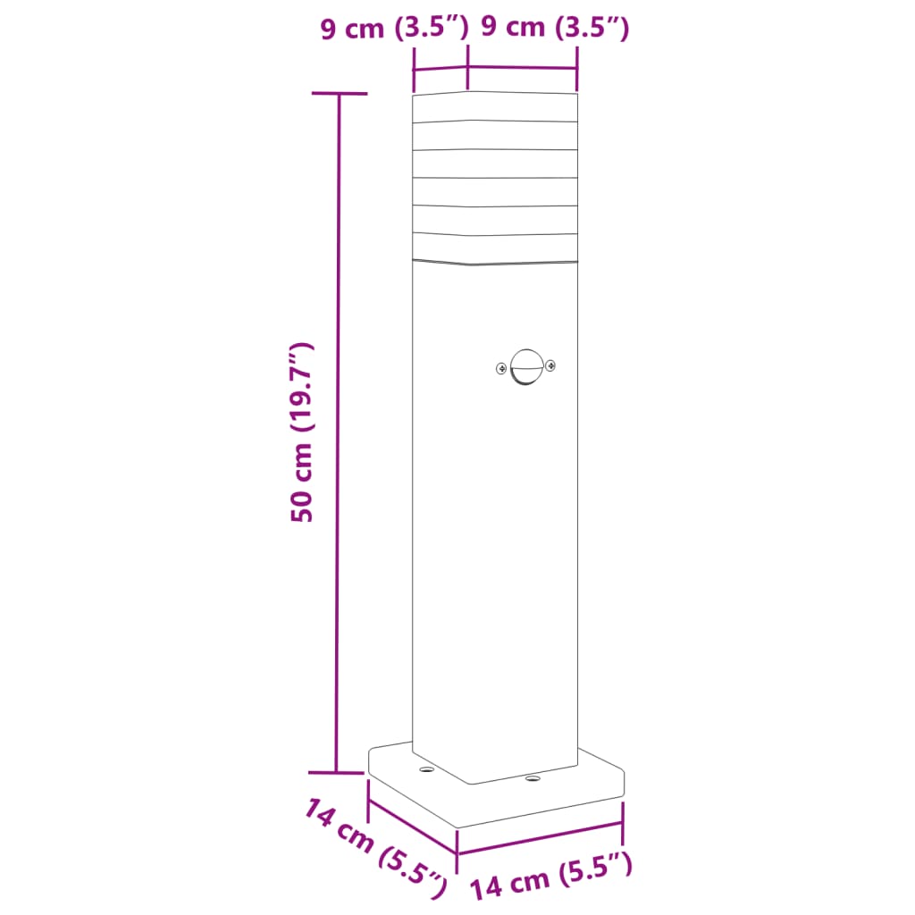 udendørs standerlamper 3 stk. med sensor 50 cm aluminium sort