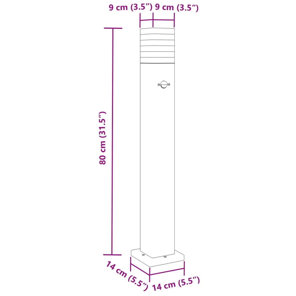 udendørs gulvlampe med sensor 80 cm aluminium sort