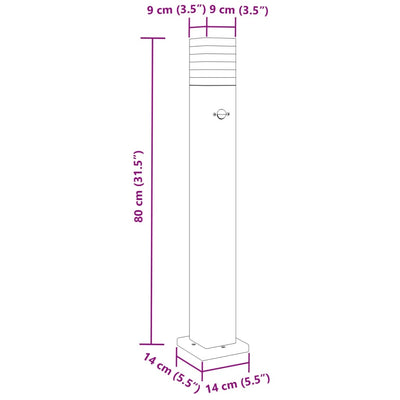 udendørs standerlamper 3 stk. med sensor 80 cm aluminium sort