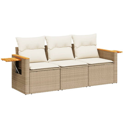 sofasæt til haven 3 dele med hynder polyrattan beige