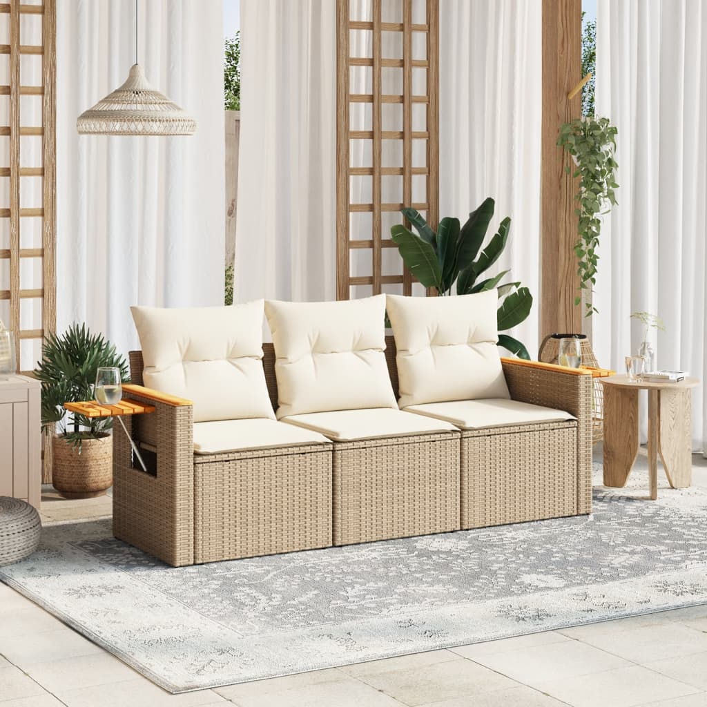 sofasæt til haven 3 dele med hynder polyrattan beige