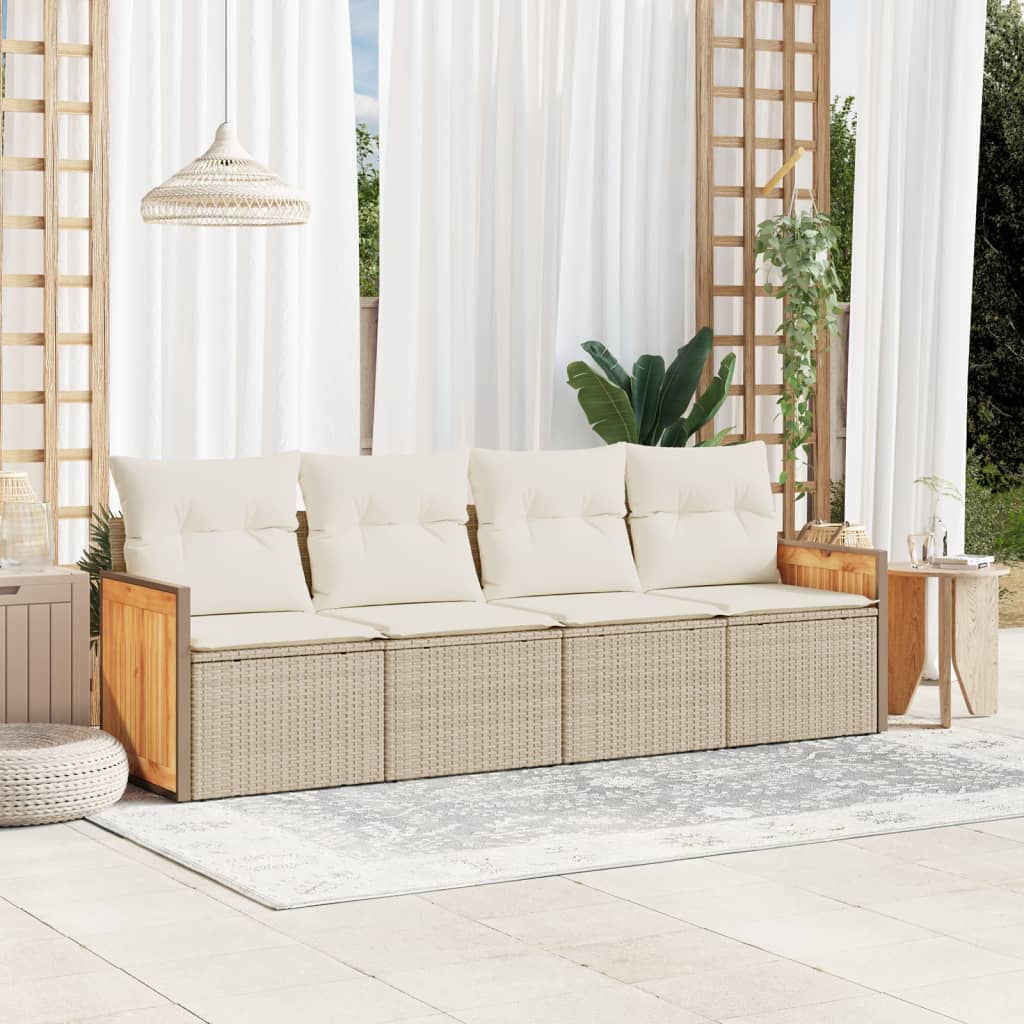 sofasæt til haven 4 dele med hynder polyrattan beige