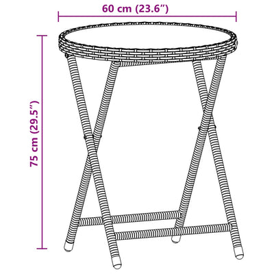 bistrosæt til haven 3 dele med hynder polyrattan og glas sort