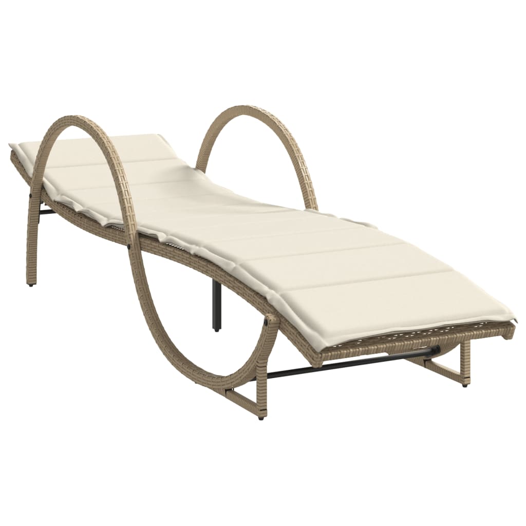 liggestole 2 stk. med hynder polyrattan beige