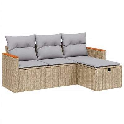 sofasæt til haven 4 dele med hynder polyrattan beige