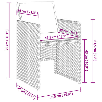 havestole med hynder 4 stk. polyrattan sort