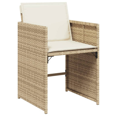 havestole 4 stk. med hynder polyrattan beige