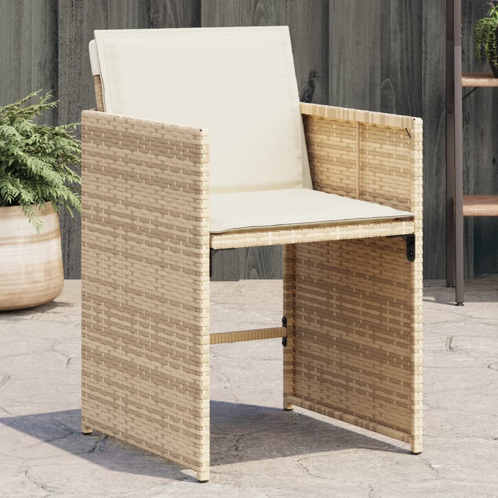 havestole 4 stk. med hynder polyrattan beige