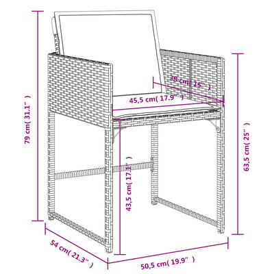 havestole med hynder 4 stk. polyrattan sort