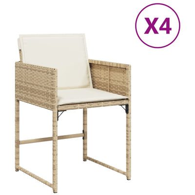 havestole 4 stk. med hynder polyrattan beige